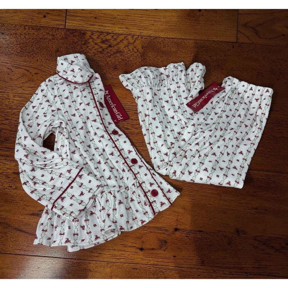 American Girl Rosy Ribbon Pajamas Size L 6/6X Ruffles Floral NEW WITH TAGS